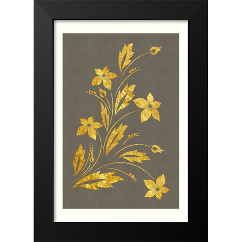Golden Flowers Black Modern Wood Framed Art Print by Alpenglow Workshop