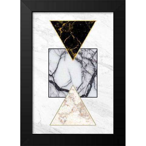 Marble Shapes Black Modern Wood Framed Art Print by Alpenglow Workshop