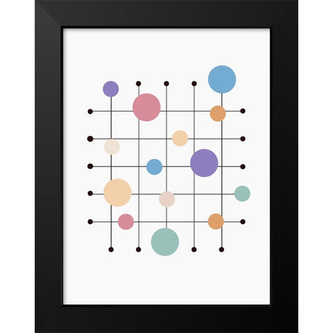 Off the Grid Circles Black Modern Wood Framed Art Print by Alpenglow Workshop