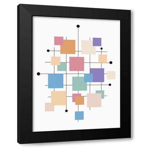Off the Grid Squares Black Modern Wood Framed Art Print with Double Matting by Alpenglow Workshop