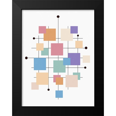 Off the Grid Squares Black Modern Wood Framed Art Print by Alpenglow Workshop