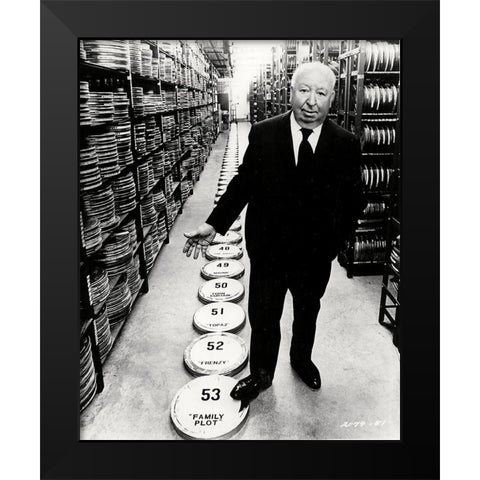 Alfred Hitchcock, 1976 Black Modern Wood Framed Art Print by Vintage Hollywood Archive