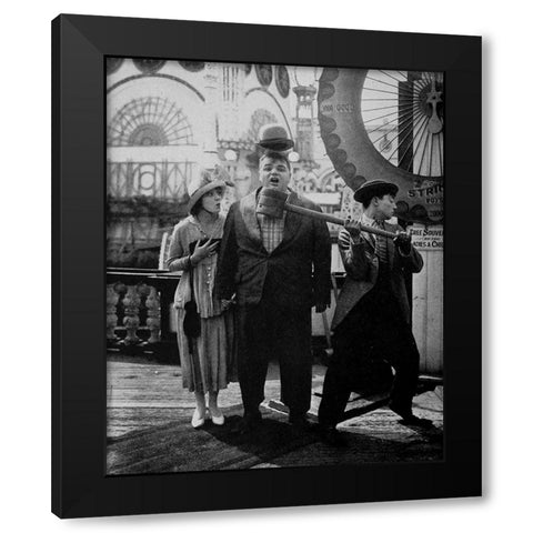 Alice Mann, Roscoe Arbuckle, Buster Keaton, Coney Island Black Modern Wood Framed Art Print by Vintage Hollywood Archive