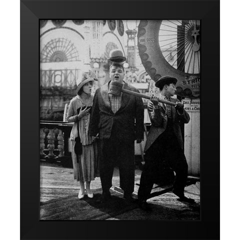 Alice Mann, Roscoe Arbuckle, Buster Keaton, Coney Island Black Modern Wood Framed Art Print by Vintage Hollywood Archive