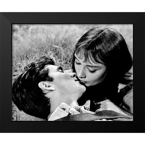 Anthony Perkins and Audrey Hepburn, Green Mansions, 1959 Black Modern Wood Framed Art Print by Vintage Hollywood Archive