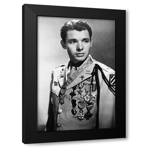 Audie Murphy, 1948 Black Modern Wood Framed Art Print with Double Matting by Vintage Hollywood Archive