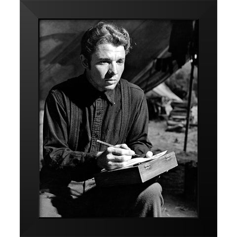 Audie Murphy Courage Black Modern Wood Framed Art Print by Vintage Hollywood Archive