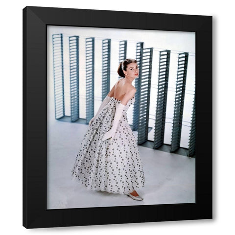 Audrey Hepburn, Funny Face Black Modern Wood Framed Art Print by Vintage Hollywood Archive