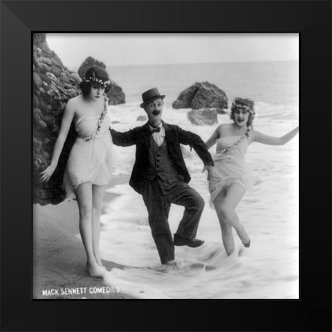 Ben Turpin, Beach Gals Black Modern Wood Framed Art Print by Vintage Hollywood Archive