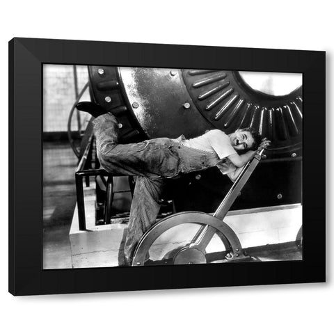 Charlie Chaplin, Modern Times Black Modern Wood Framed Art Print by Vintage Hollywood Archive