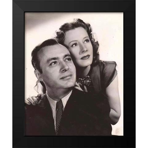 Charles Boyer, Irene Dunne, 1944 Black Modern Wood Framed Art Print by Vintage Hollywood Archive