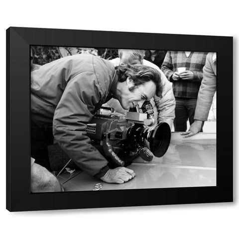 Clint Eastwood, Breezy Black Modern Wood Framed Art Print by Vintage Hollywood Archive