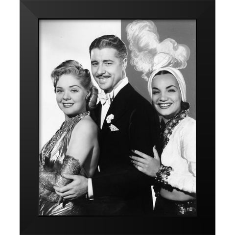 Don Ameche, Alice Faye, Carmen Miranda, That Night in Rio, 1941 Black Modern Wood Framed Art Print by Vintage Hollywood Archive