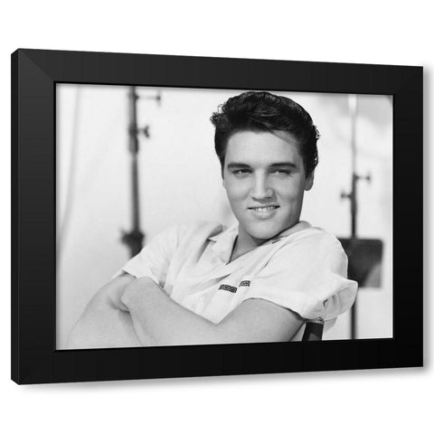 Elvis Presley, 1958 Black Modern Wood Framed Art Print by Vintage Hollywood Archive