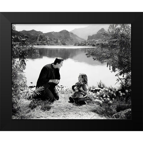 Frankenstein and Maria, 1931 Black Modern Wood Framed Art Print by Vintage Hollywood Archive
