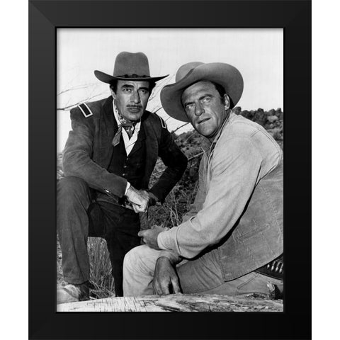 Gilbert Roland, James Arness, 1963 Black Modern Wood Framed Art Print by Vintage Hollywood Archive