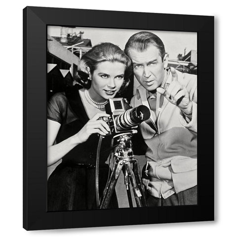 Grace Kelly, James Stewart, 1954 Black Modern Wood Framed Art Print by Vintage Hollywood Archive
