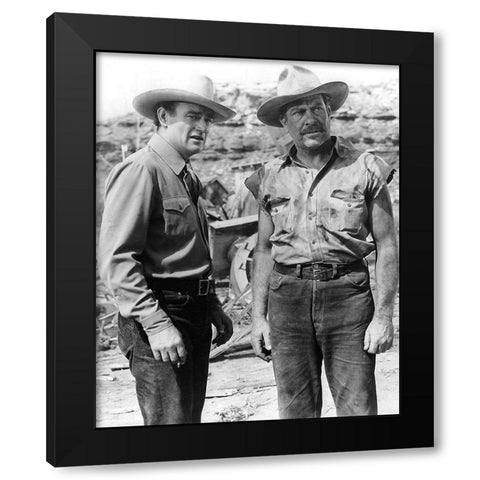 John Wayne, Grant Withers, Old Oklahoma, 1943 Black Modern Wood Framed Art Print with Double Matting by Vintage Hollywood Archive