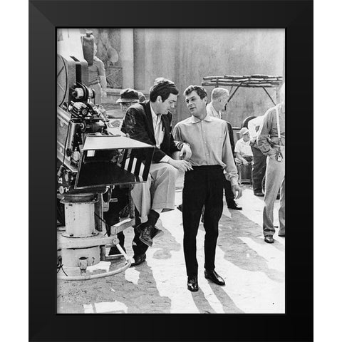 Stanley Kubrick, Tony Curtis, Spartacus, 1960 Black Modern Wood Framed Art Print by Vintage Hollywood Archive