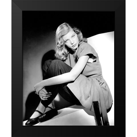 Lauren Bacall Black Modern Wood Framed Art Print by Vintage Hollywood Archive