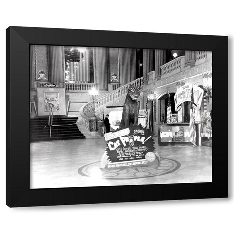 Lobby of the Rialto Theatre duringÂ Cat PeopleÂ premiere, 1940 Black Modern Wood Framed Art Print with Double Matting by Vintage Hollywood Archive