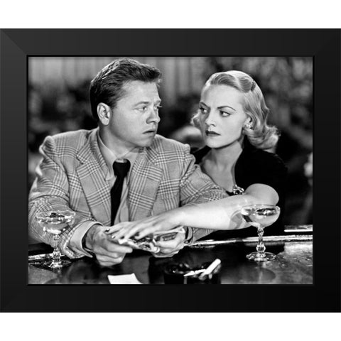 Mickey Rooney, Jeanne Cagney, Quicksand, 1950 Black Modern Wood Framed Art Print by Vintage Hollywood Archive