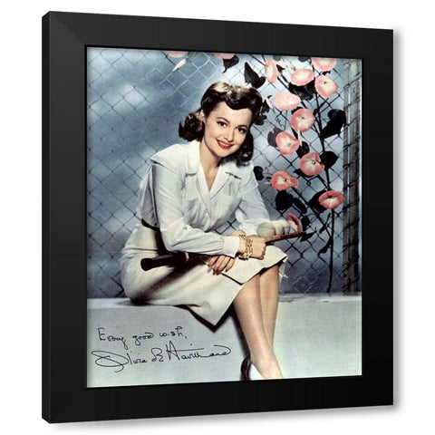 Olivia de Havilland, 1940 Black Modern Wood Framed Art Print by Vintage Hollywood Archive