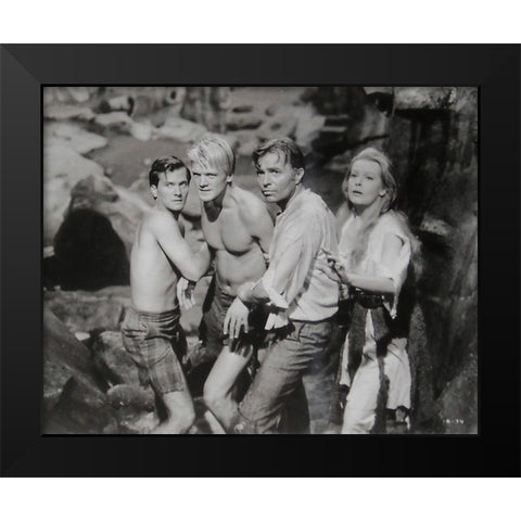 Pat Boone, Peter Ronson, James Mason, Arlene Dahl, Journey to the Center of the Earth, 1959 Black Modern Wood Framed Art Print by Vintage Hollywood Archive