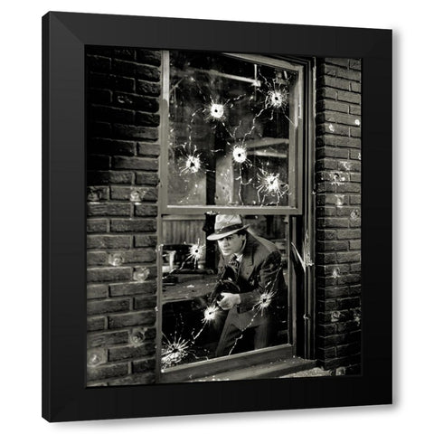 Paul Muni inÂ Scarface, 1932 Black Modern Wood Framed Art Print with Double Matting by Vintage Hollywood Archive