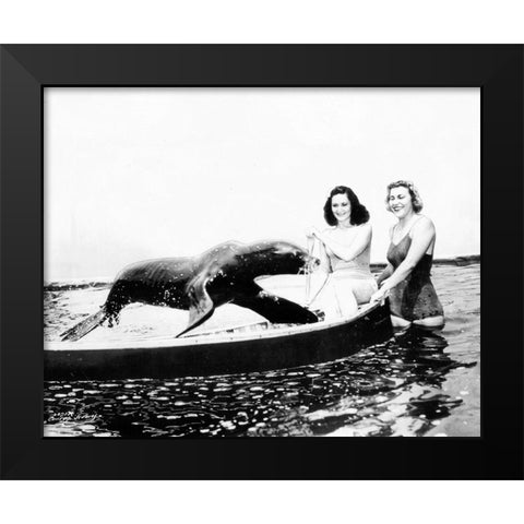 Sharkey the Seal, 1941 Black Modern Wood Framed Art Print by Vintage Hollywood Archive