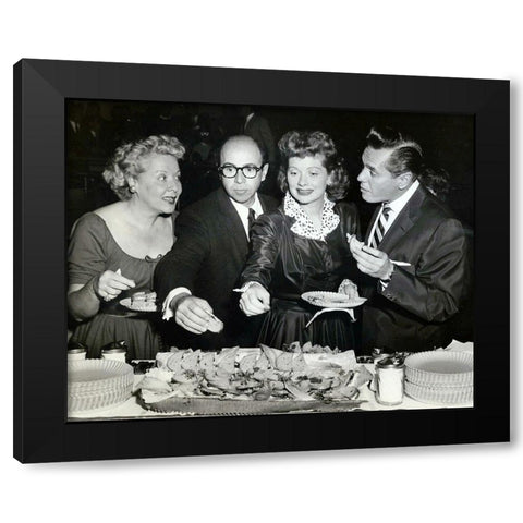 Vivian Vance, Jess Oppenheime, Lucille Ball, and Desi Arnaz, 1955 Black Modern Wood Framed Art Print by Vintage Hollywood Archive