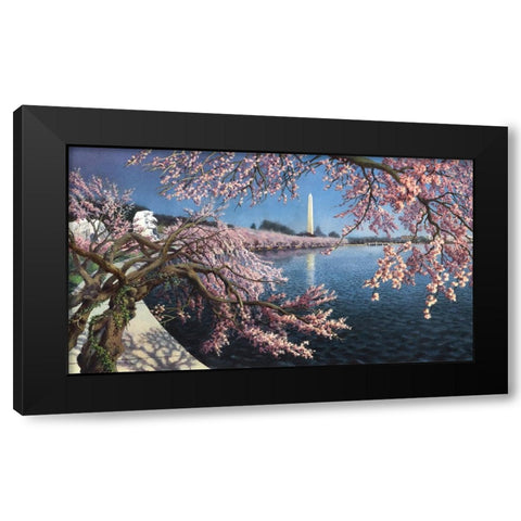 Washington Chronicle Tidal Basin Black Modern Wood Framed Art Print with Double Matting by Wang, John Z.