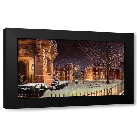 Washington Chronicle New Hampshire Avenue Black Modern Wood Framed Art Print with Double Matting by Wang, John Z.