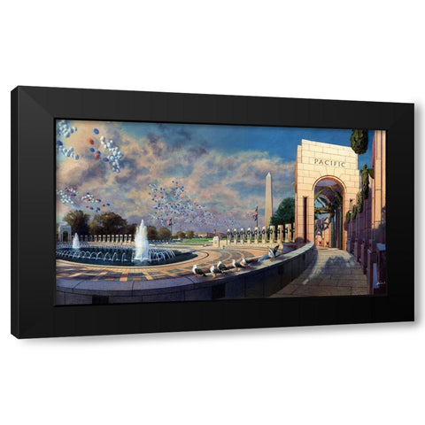 Washington Chronicle WWII Memorial Black Modern Wood Framed Art Print with Double Matting by Wang, John Z.
