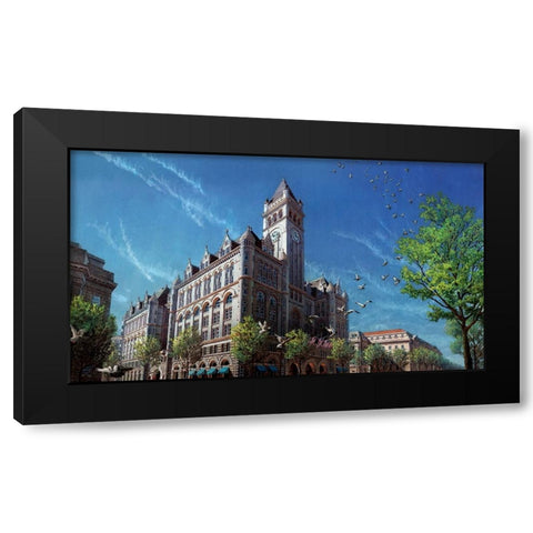 Washington Chronicle Old Post Office Black Modern Wood Framed Art Print by Wang, John Z.