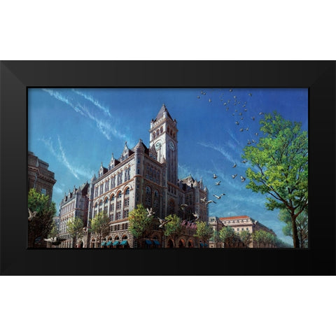 Washington Chronicle Old Post Office Black Modern Wood Framed Art Print by Wang, John Z.