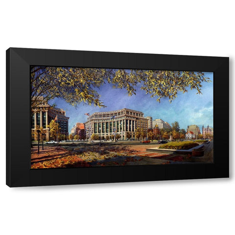 Washington Chronicle Pennsylvania Avenue Black Modern Wood Framed Art Print with Double Matting by Wang, John Z.