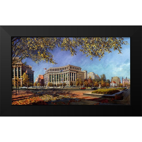 Washington Chronicle Pennsylvania Avenue Black Modern Wood Framed Art Print by Wang, John Z.