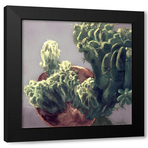 Cactus Black Modern Wood Framed Art Print with Double Matting by Wang, John Z.
