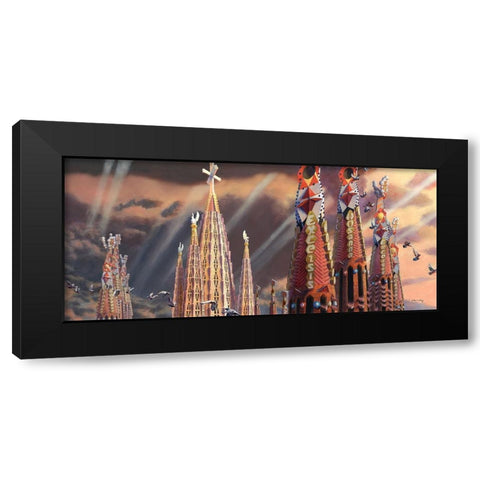 Towers of La Sagrada Familia Black Modern Wood Framed Art Print by Wang, John Z.