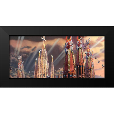 Towers of La Sagrada Familia Black Modern Wood Framed Art Print by Wang, John Z.