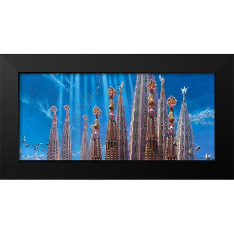 Towers of La Sagrada Familia II Black Modern Wood Framed Art Print by Wang, John Z.
