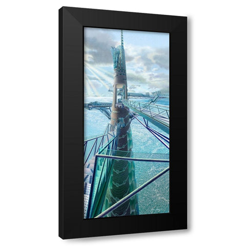 Cosmolink Tower Black Modern Wood Framed Art Print by Wang, John Z.