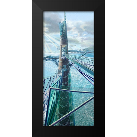 Cosmolink Tower Black Modern Wood Framed Art Print by Wang, John Z.