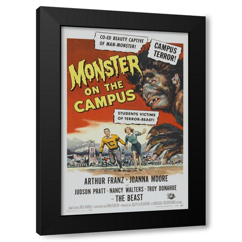 Monster on the Campus Black Modern Wood Framed Art Print by Vintage Hollywood Archive