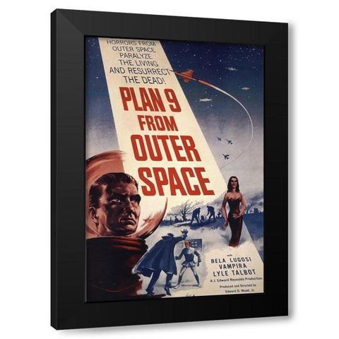 Plan nine from Outer Space Black Modern Wood Framed Art Print with Double Matting by Vintage Hollywood Archive