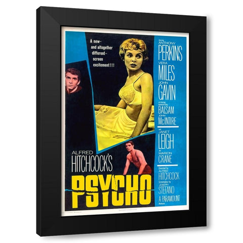 Psycho-1960 Black Modern Wood Framed Art Print by Vintage Hollywood Archive