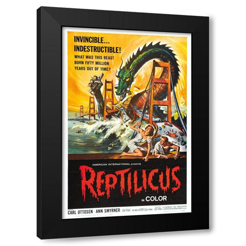 Reptilicus-1961 Black Modern Wood Framed Art Print by Vintage Hollywood Archive