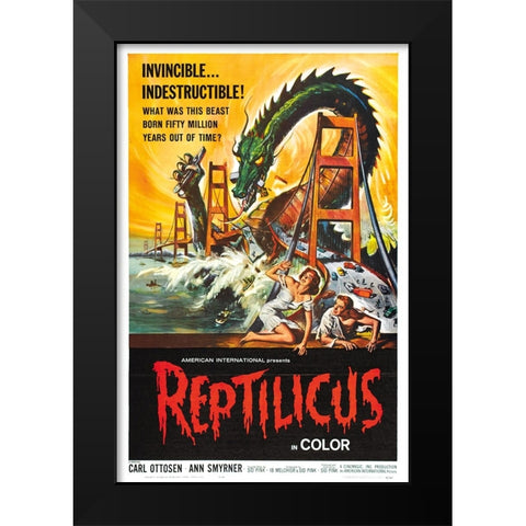Reptilicus-1961 Black Modern Wood Framed Art Print by Vintage Hollywood Archive
