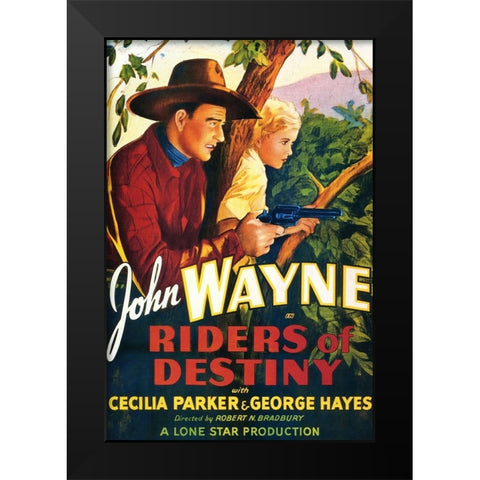 Riders of Destiny-1933 Black Modern Wood Framed Art Print by Vintage Hollywood Archive